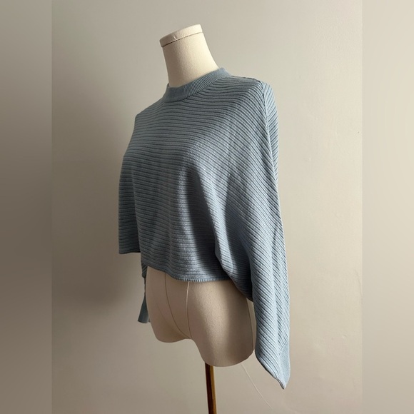 Wool/Linen Blend Aritzia Wilfred Free Lolan Cropped Sweater Size XS Light Blue - Picture 7 of 11